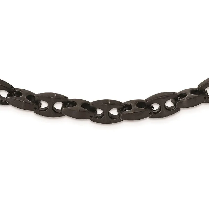 Stainless Steel Brushed Black IP Link Necklace